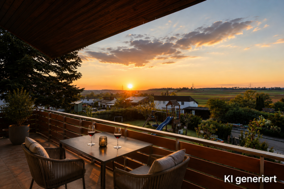 Sonnenuntergang auf dem Balkon Einfamilienhaus Erbach