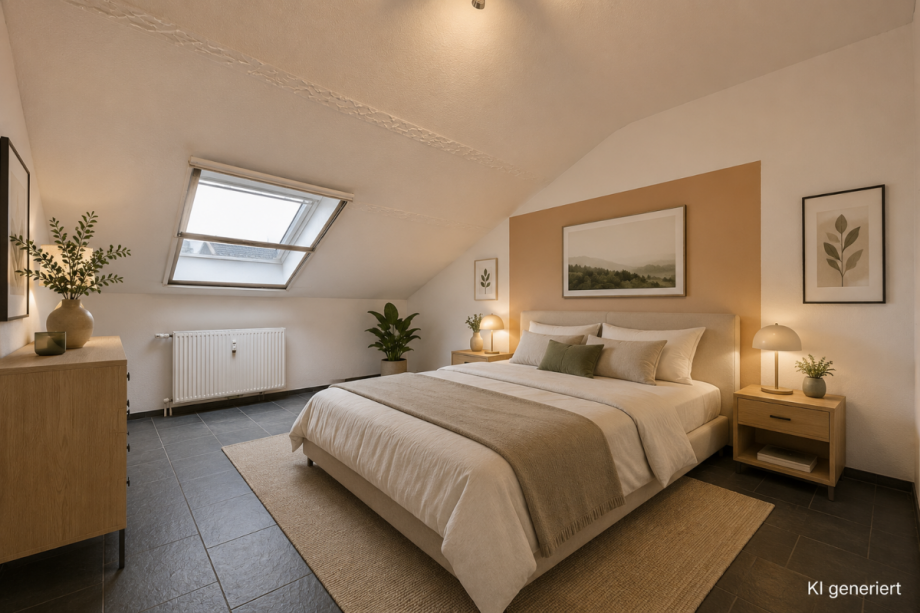 Schlafzimmer - Einrichtungsidee KI generiert Etagenwohnung Beimerstetten