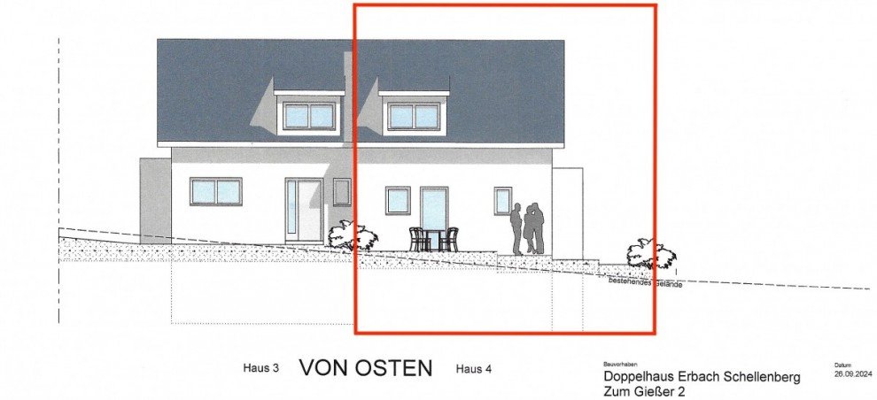 Ansicht Osten Doppelhaush�lfte Erbach