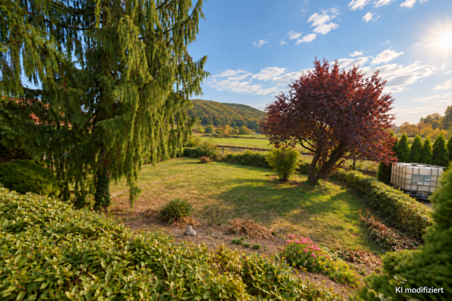 Gartenansicht Zweifamilienhaus Schelklingen